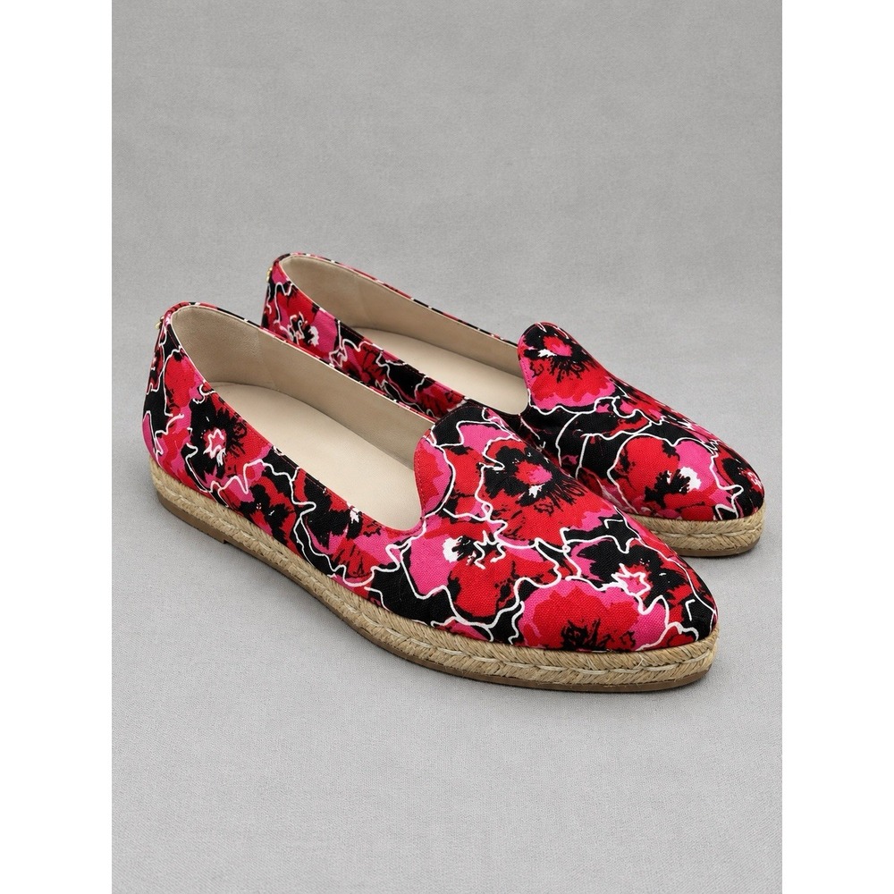 Stuart Weitzman Espadrille Flats Womens 7.5 Floral Canvas Slip On Resort Shoes